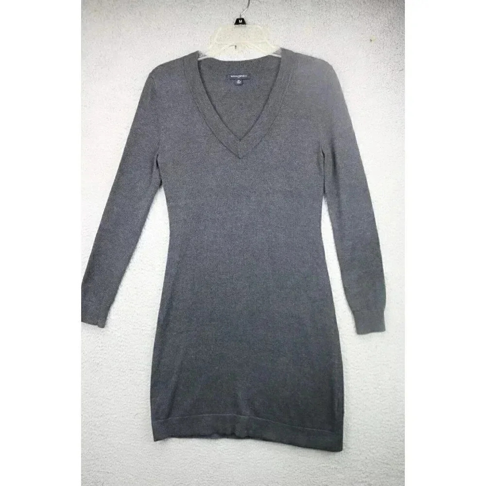 Banana Republic Rabbit Hair Blend Sweater Dress-XS-V‎ Neck